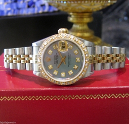 LADIES ROLEX DATEJUST DIAMOND DIAL & BEZEL YELLOW GOLD & STAINLESS STEEL WATCH 27543000069