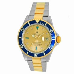 ROLEX Steel & 18K Yellow Gold Submariner # 16613 Factory Diamonds Box Warranty