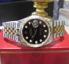 Mens ROLEX Oyster Perpetual Datejust Diamond Jubilee Dial Yellow Gold S/Steel