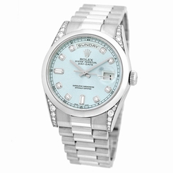 ROLEX Platinum 36mm Day Date President Factory Diamonds 118296 Warranty MINTY