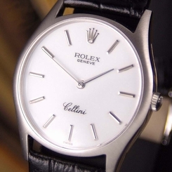 Authentic Rolex Cellini White Dial Ref.3804 18K Gold Case Manual Mens Watch