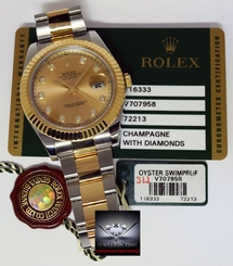 Rolex Datejust II 18k Yellow Gold Steel & Diamond Mens Watch Box/Papers 116333 845960002370