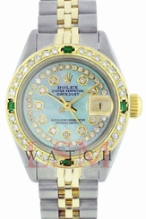Rolex Womens Datejust 69173 Oyster Perpetual Two-Tone MOP String Diamond/Emerald 27543000069