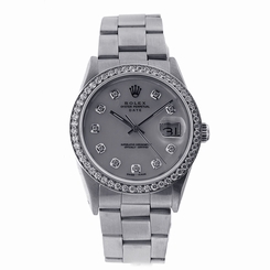Vintage Rolex Date 34MM Watch Stainless Steel with Diamonds