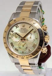 Rolex Daytona Chronograph 18k Yellow Gold Steel MOP Dial Mens Watch 116523 845960053839
