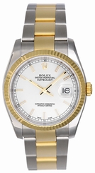 Rolex Datejust Men's 2-Tone Steel & Gold Watch Silver Stick Dial 116233