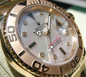 Rolex YACHTMASTER 16628 Mens Yellow Gold Mother Of Pearl Diamond Sapphire 40MM