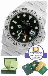 MINT Men's Rolex Explorer II 42mm 216570 Black Orange Stainless GMT Date Watch