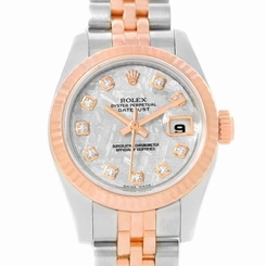 Rolex Datejust Ladies Steel Rose Gold Meteorite Diamond Watch 179171