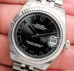 BRAND NEW MIDSIZE SS/WG ROLEX DATEJUST BLACK ROMAN DIAL NEW STYLE WOW! *178274