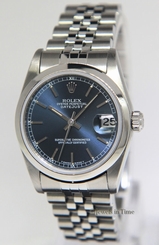Rolex Datejust Stainless Steel Blue Dial Midsize Ladies Watch 68240