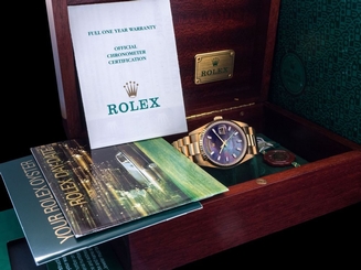 ROLEX DAY-DATE 18238 MOTHER OF PEARL BAGUETTE INDEX DIAL FULL SET NEVER WORN