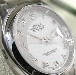Rolex DATEJUST 116200 Mens Stainless Oyster Smooth Bezel White Roman Dial 36MM