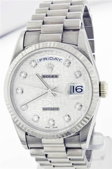 USED Rolex DAY-DATE 18239 18k White Gold Factory Jubilee Diamond Dial 36mm Watch 722631242153