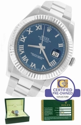 MINT Rolex Datejust II 2 41MM Blue Azzurro Roman 116334 Stainless 18K Gold Watch 683498458203
