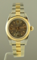 ROLEX 76193 NODATE 18K GOLD BEZEL SS/GOLD TWO TONE OYSTER BRACELET LADIES WATCH