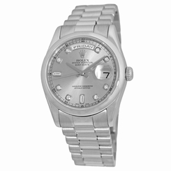 ROLEX Platinum 36mm Day Date President Factory Diamonds 118206 Box Warranty
