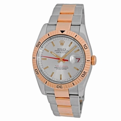 ROLEX Stainless Steel 18K Rose Gold Turn O Graph Datejust 116261 Box Warranty