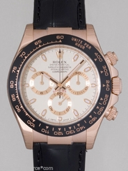 Rolex Daytona 116515 Rose Gold Ivory Dial Ceramic Bezel On Strap Ret: $28,800