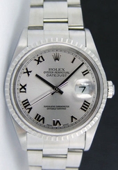 Rolex Datejust Stainless Steel Silver Roman Dial 16220 Oyster - WATCH CHEST