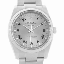 Fake AAA Rolex Air King Silver Roman Dial Stainless Steel Watch 114210 Watch