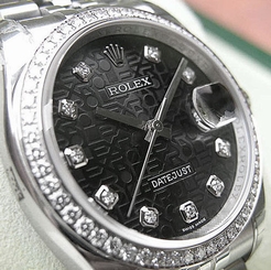 MENS ROLEX DATEJUST 116244 SS/18K WG BLACK JUBILEE SERTI DIAMOND BEZEL 36MM NEW
