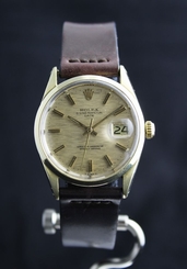 Mens Vintage ROLEX Oyster Perpetual DATE Gold/Steel Ref # 1550 c. 1971 w/ Papers
