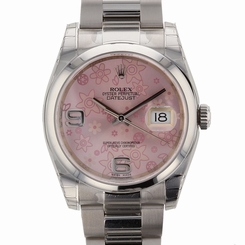 NEW Rolex Datejust Steel Pink Floral Arabic Oyster Mens Watch 116200 PFAO