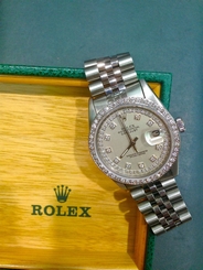ROLEX DATEJUST 16014 1.50CTW DIAMOND SAPPHIRE 1980 QUICKSET WATCH