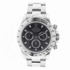 Fake AAA  Rolex Cosmograph Daytona Stainless Steel - Black Dial 116520 Wrist Watch for Men Watch