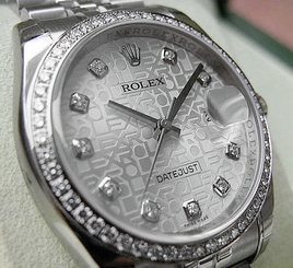 MENS ROLEX DATEJUST 116244 SS/18K WG SILVER JUBILEE SERTI DIAMOND BEZEL 36MM NEW