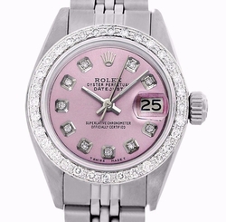Rolex Lady Datejust Used Stainless Steel 6917 Pink Diamond Dial & Diamond Bezel
