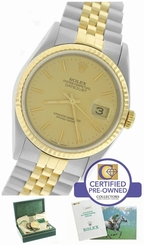 MINT Rolex DateJust 36mm 16233 Two-Tone Gold Stainless Champagne Jubilee Watch