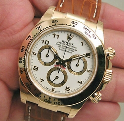 Rolex Cosmograph DAYTONA 116518 Mens Yellow Gold White Arabic Dial Leather 40MM