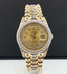 Rolex Day Date President 36mm Double Quick 18238 18k Yellow Gold 12CT Diamond