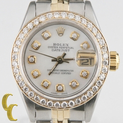 Women's Two-Tone Rolex ? OPDJ with MOP Dial and Diamond Bezel 69173 1987 27543000069