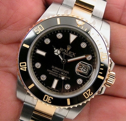 Rolex SUBMARINER 116613 Mens 18K/SS Black DIAMOND Dial 40MM Black Ceramic Bezel 845960000260