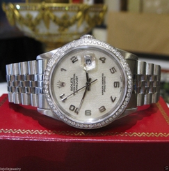 Mens ROLEX Oyster Perpetual Datejust Jubilee Dial DIAMOND BEZEL Watch