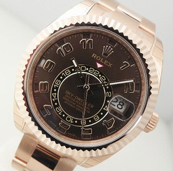 Rolex SKY DWELLER 326935 Mens 18K Everose Gold Oyster Chocolate Arabic Dial 42MM