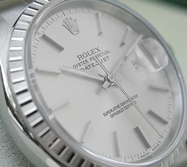 ROLEX MENS STAINLESS STEEL SILVER STICK DIAL DATEJUST OYSTER #16220