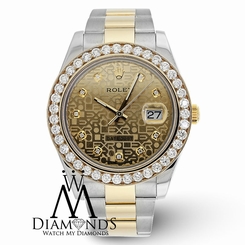 MEN'S ROLEX DATEJUST II TWO TONE WATCH (gold & Silver) 116333 41MM DIAMOND BEZEL