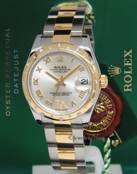 Rolex Datejust 18k Yellow Gold/Steel Diamond VI Midsize Watch NOS 178343