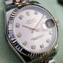 *NEW* ROLEX MIDSIZE SS/18K ROSE GOLD PINK DIAMOND DATEJUST #178271