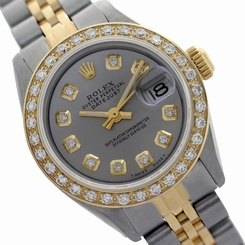Rolex Datejust Two-Tone Grey Diamond Dial & Bezel Jubilee Band Swiss Watch 69173 27543000069