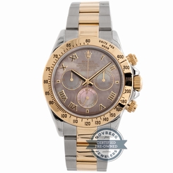 Rolex Daytona 116523 Auto 40mm Steel Yellow Gold Black Pearl Mens Bracelet Watch 845960053839