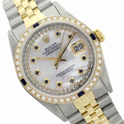 Used Rolex Lady Two-Tone Datejust 6917 MOP Sapphire Dial/String Diamonds/Bezel