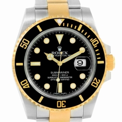 Rolex Submariner Steel Yellow Gold Black Dial Watch 116613 Box Papers