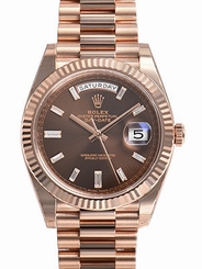 Rolex DAY-DATE 40MM President 228235 Mens Everose Gold Chocolate Baguette Dial 738759852006