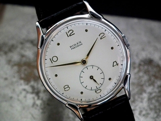 Super Rare 1940's Oversize Steel Rolex Precision ��Bull Horn' Lug Case Sub-Second