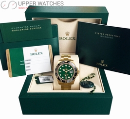 ROLEX GMT MASTER II OYSTER PERPETUAL 18K YELLOW GOLD 116718LN GRENN DIAL 738759852440